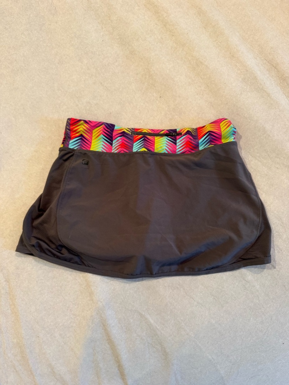 Black Athletic Skort with Bright Multicolor Chevron Waistband